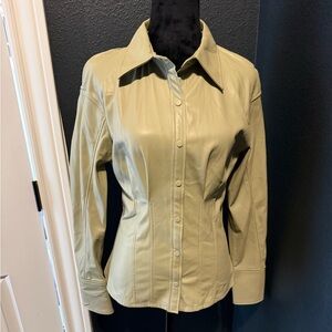 Zara Faux Leather NWT Collared button down shirt jacket Size Small